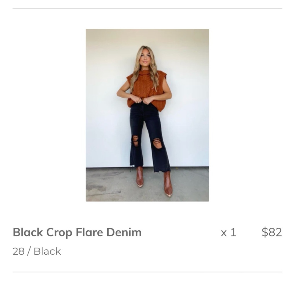 Black Crop Flare Denim